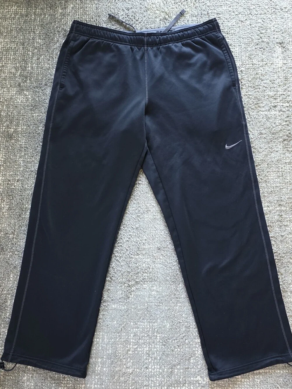 Nike Therma-Fit Fleece Lined Pants Men's L Black Waist Elastic & Drawstring